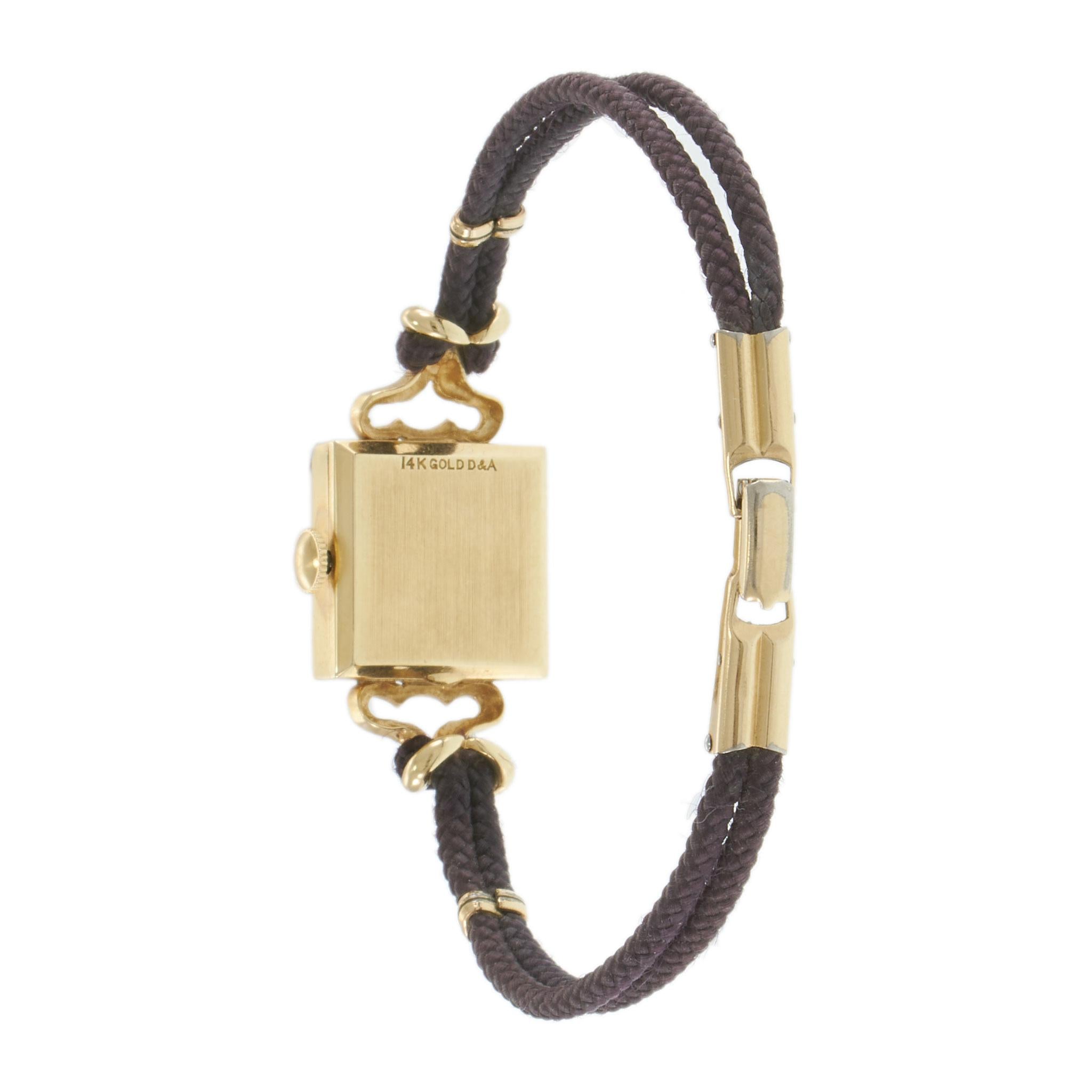 Vintage 1950s LeCoultre 14KT Gold Dress Watch with Black Dial – Manual Wind