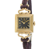Vintage 1950s LeCoultre 14KT Gold Dress Watch with Black Dial – Manual Wind