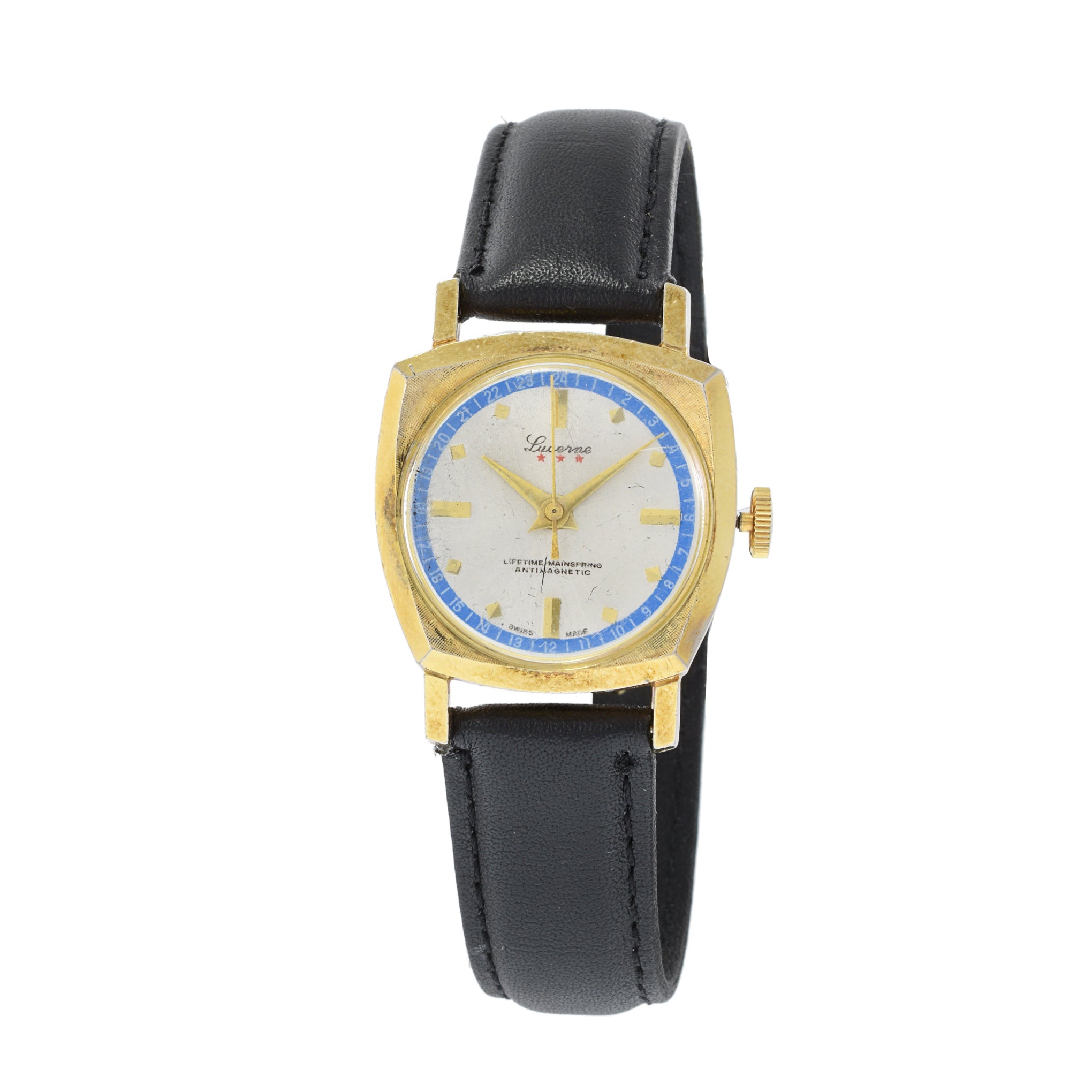 Lucerne 1970's Gold Top Triangle Shape Case Watch