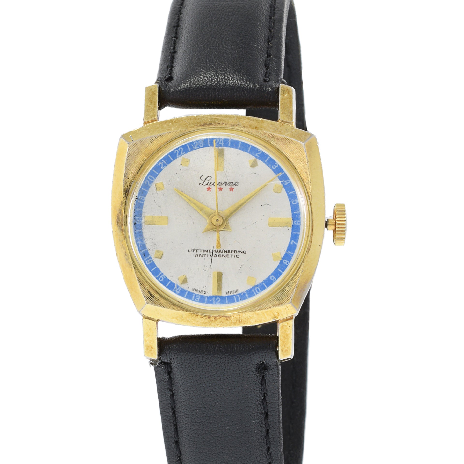 Lucerne 1970's Gold Top Triangle Shape Case Watch