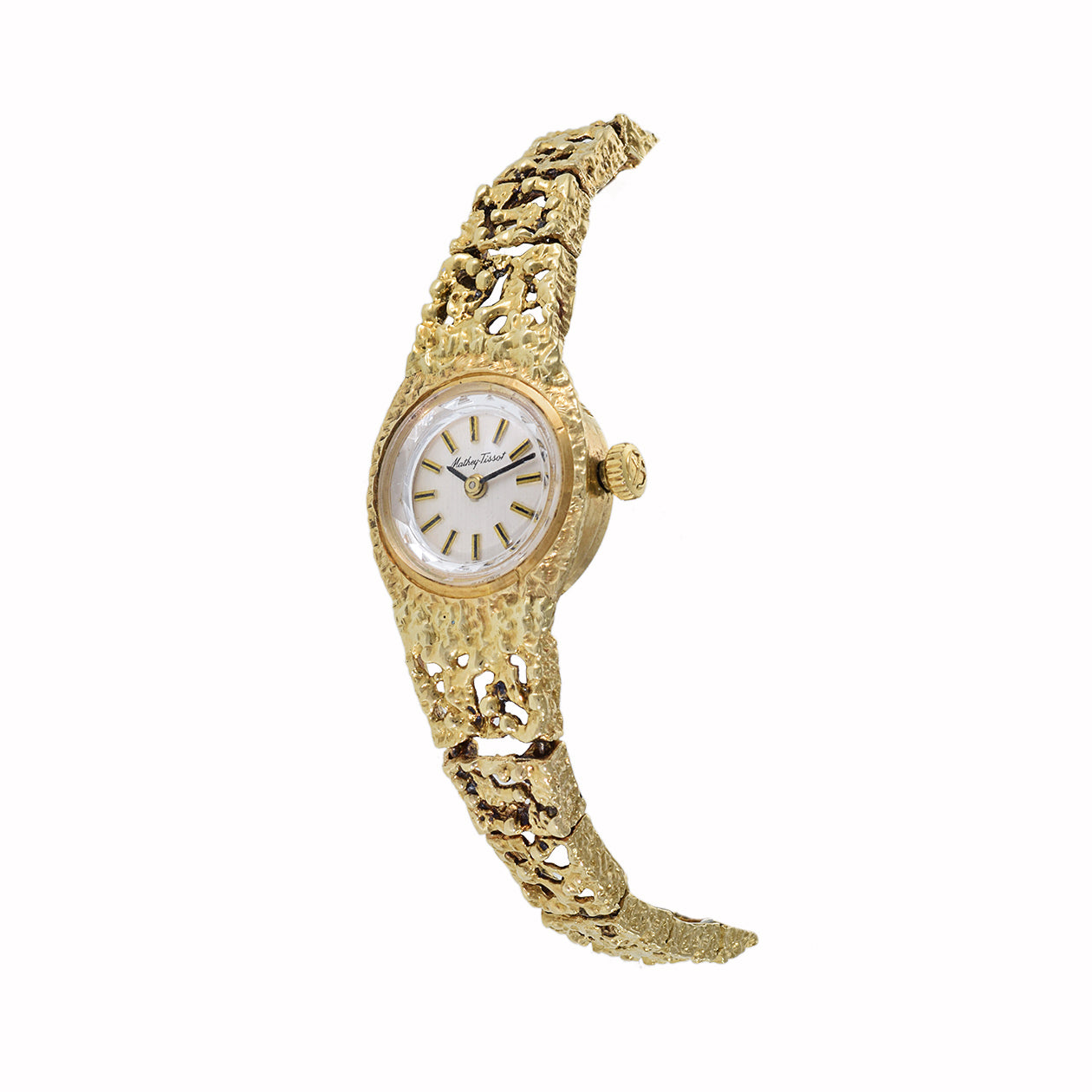 Mathey Tissot 1960's 14kt Gold Nugget Bracelet Watch