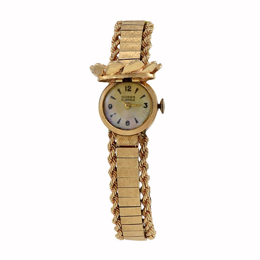 Vintage 1960's Dobbs 14KT Yellow Gold and Diamond Flip Top Watch
