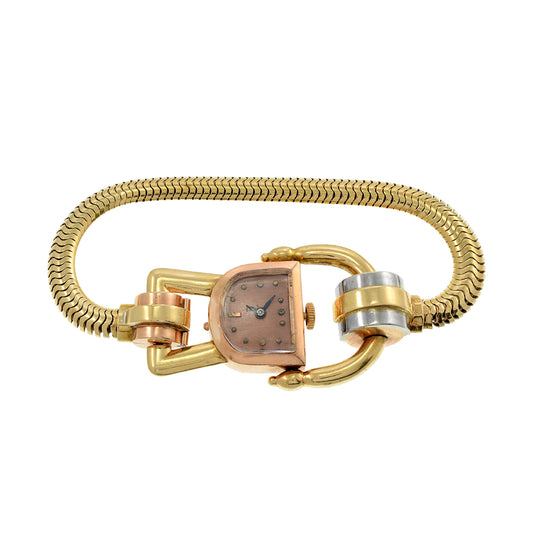 Jos Boillat Tri Color 18K Gold Manual Wind Cocktail Watch
