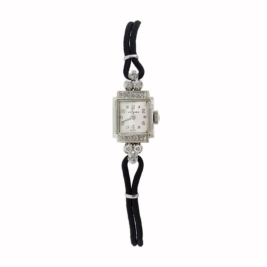 Vintage 1950's Longines 14KT White Gold Diamond Ladies Cocktail Watch