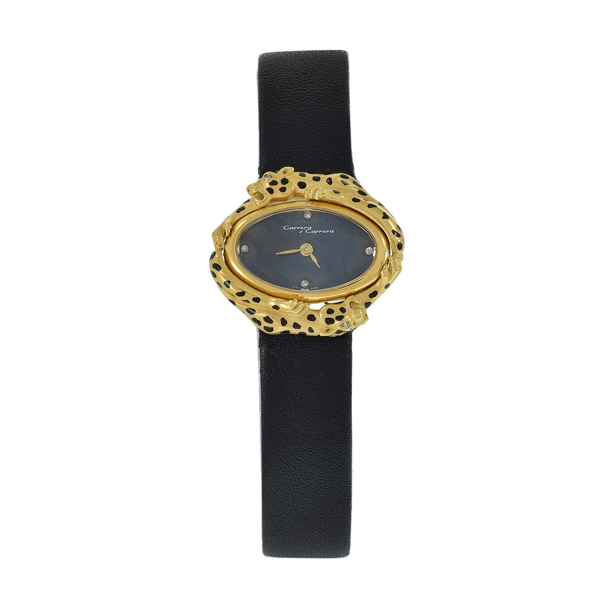 Vintage 1970's Carrera y Carerra Leopard Diamond 18KT Watch
