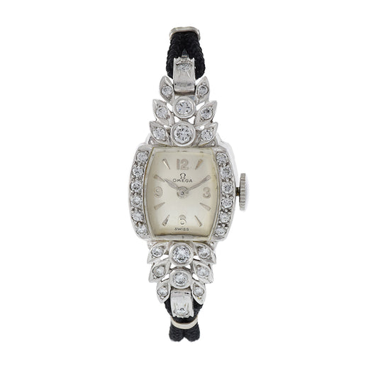 Vintage Omega 1950's Circa Platinum and Diamond Ladies Watch