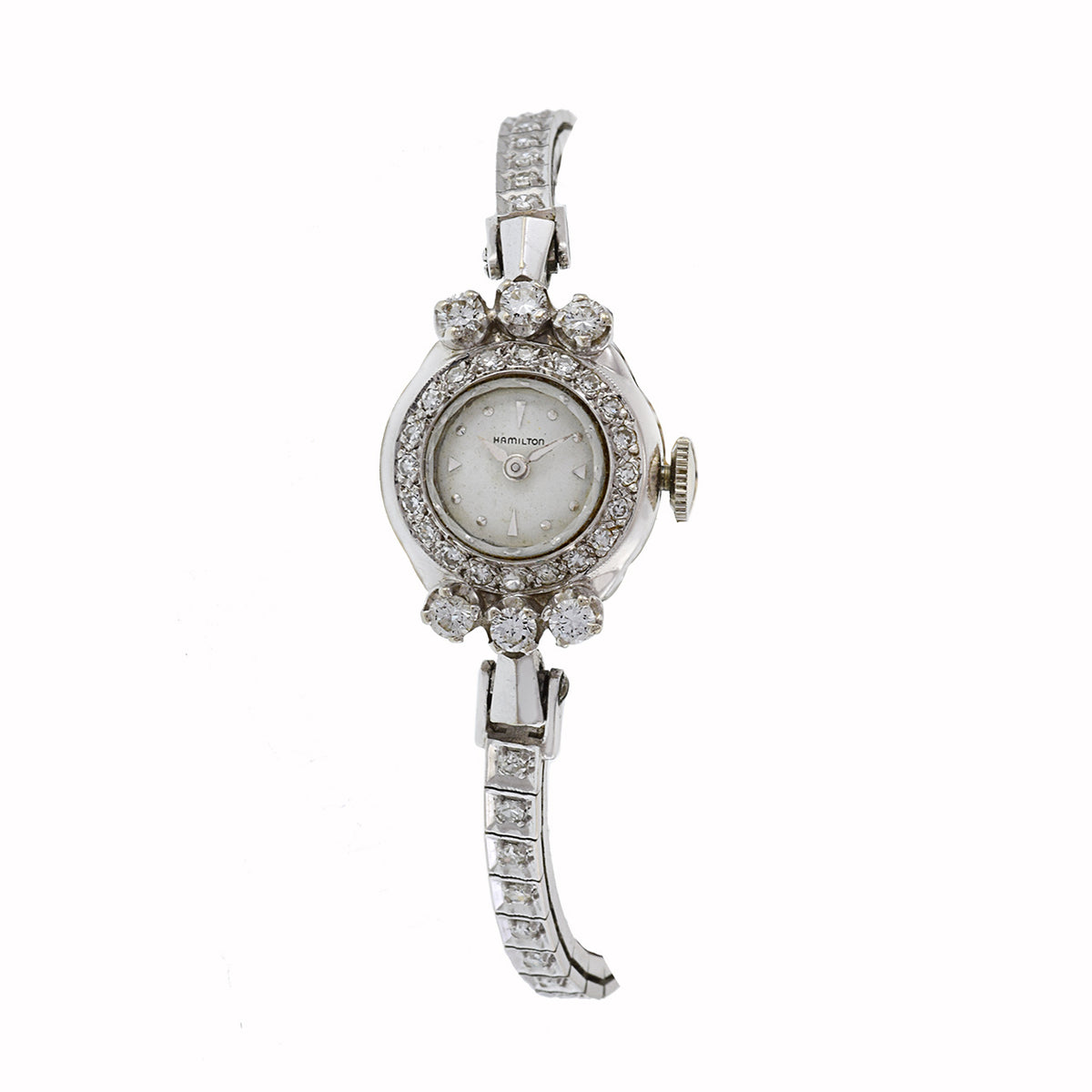 Vintage 40s HAMILTON Womens WATCH WITH Real Diamond Accents 1940 HAMILTON USA  main image 2