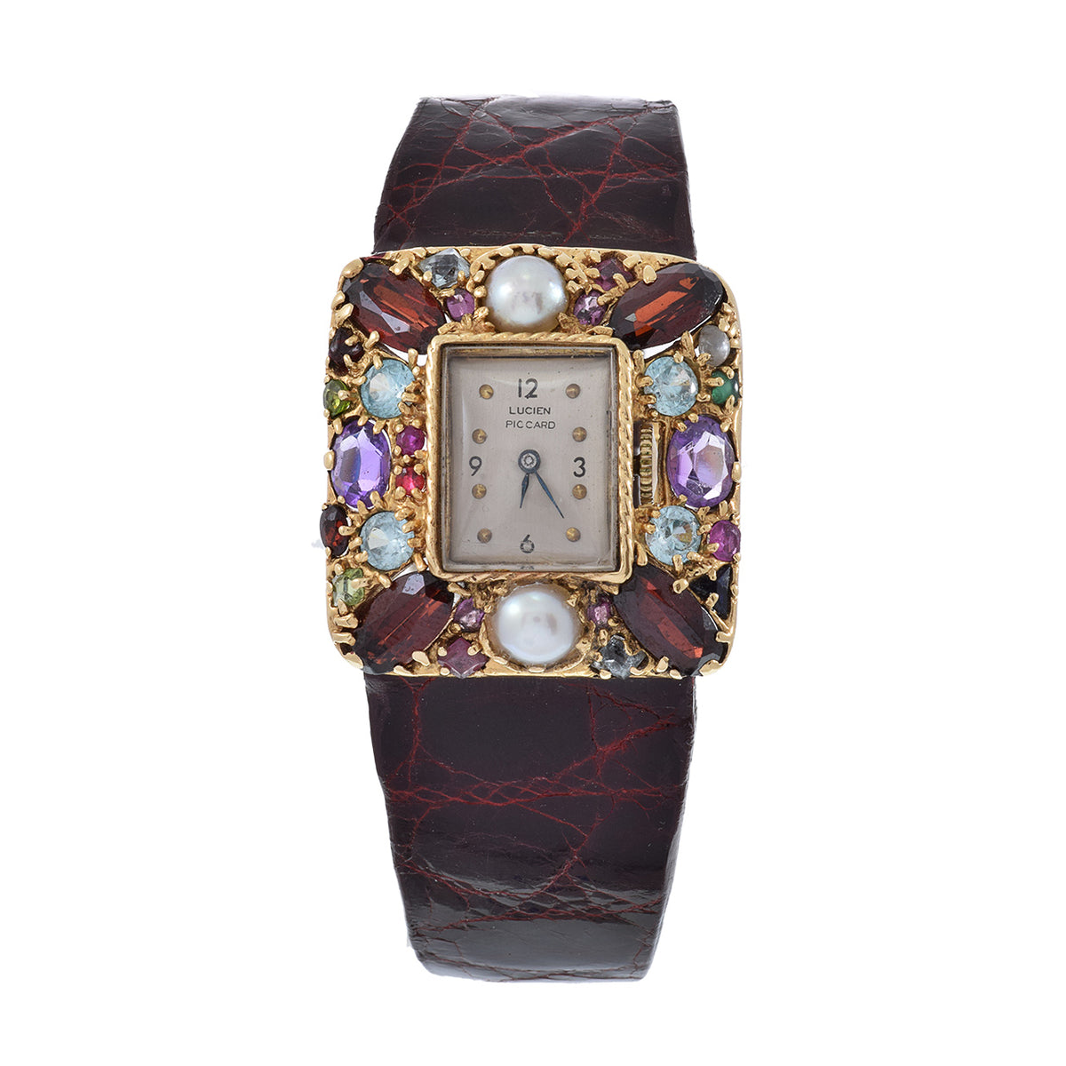 Vintage Lucien Piccard watch Lucien Piccard Tutti Frutti Gemmed 14k Yellow Gold 1960s main image 2