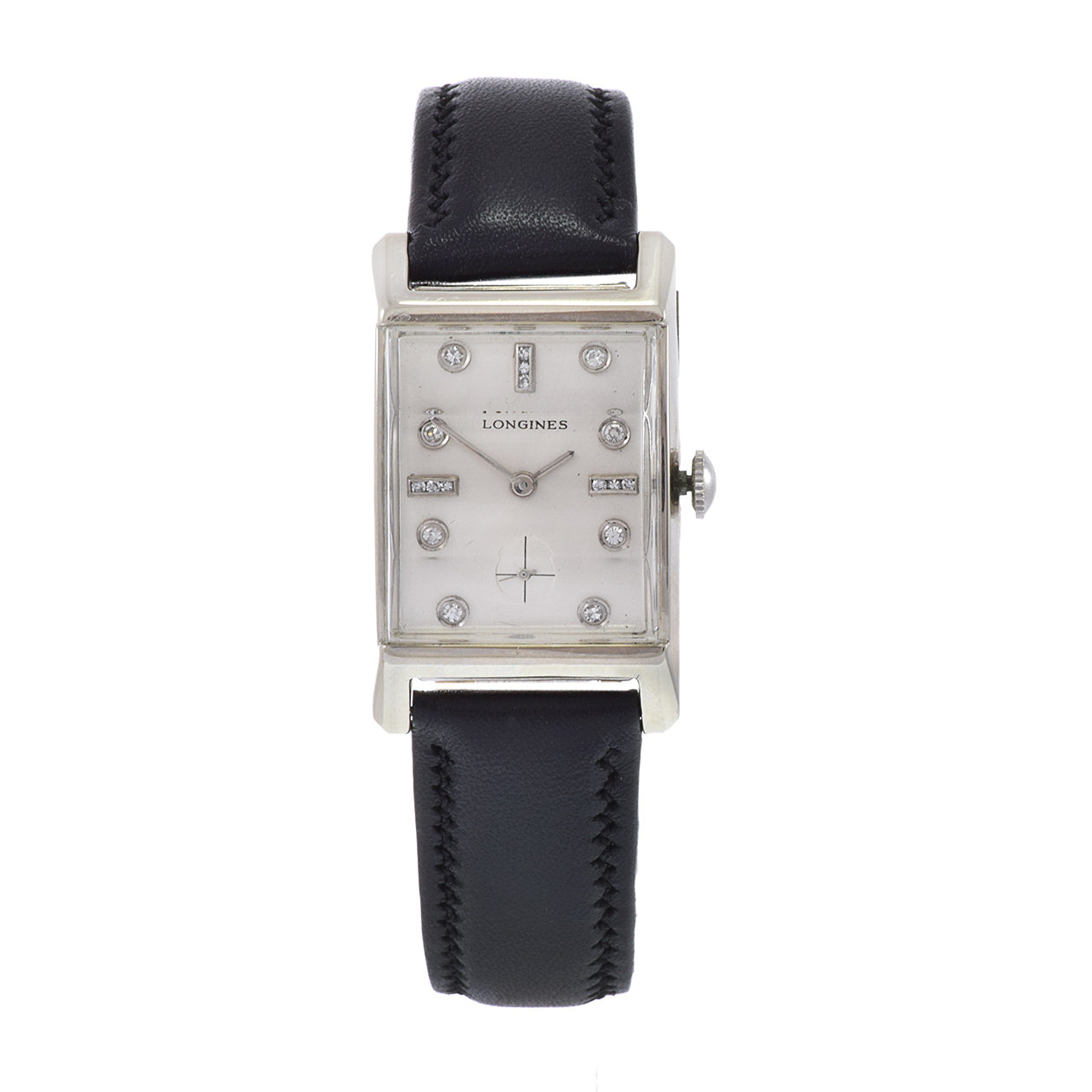 Vintage 1950's Longines 14KT White Gold Diamond Dial Watch