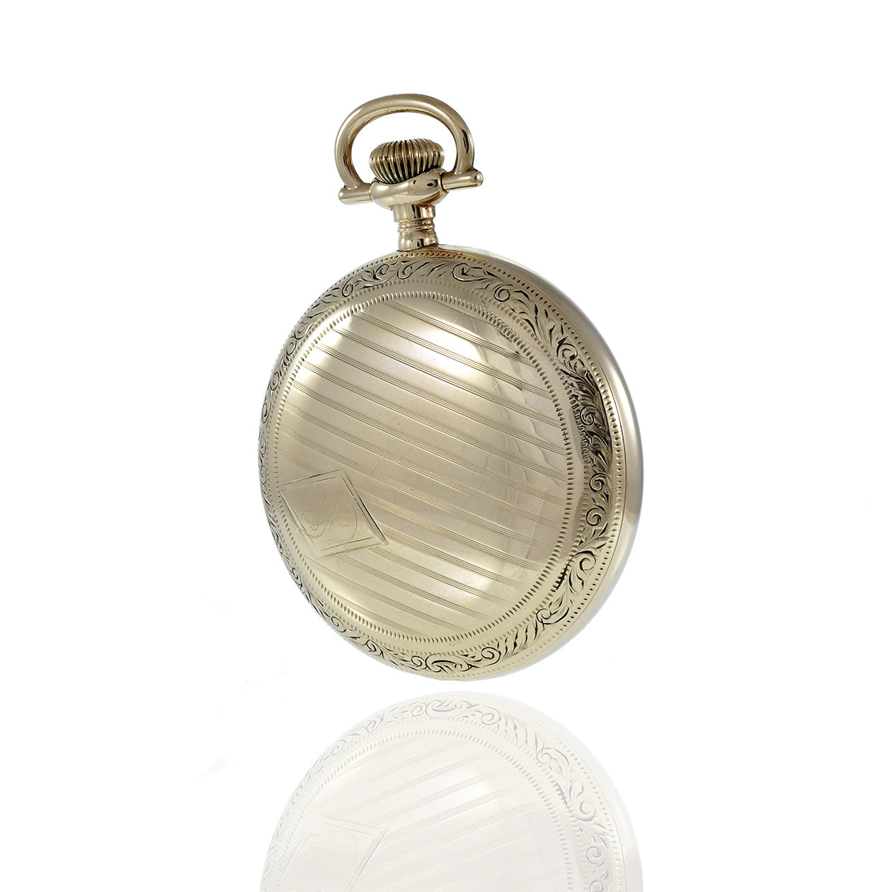 Antique hot 1920's 44mm Elgin Gold-Filled Guilloché Dial Men's Windup Pocket Watch!