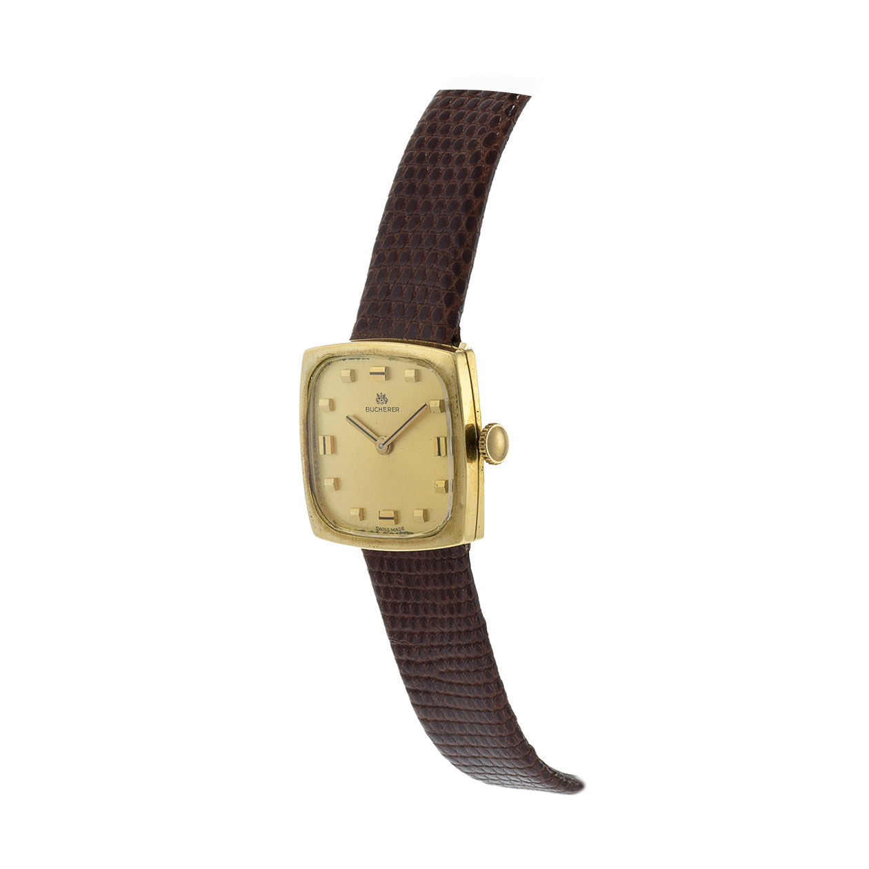 Vintage 1960's Bucherer 18KT Yellow Gold Watch with Case by CARTIER