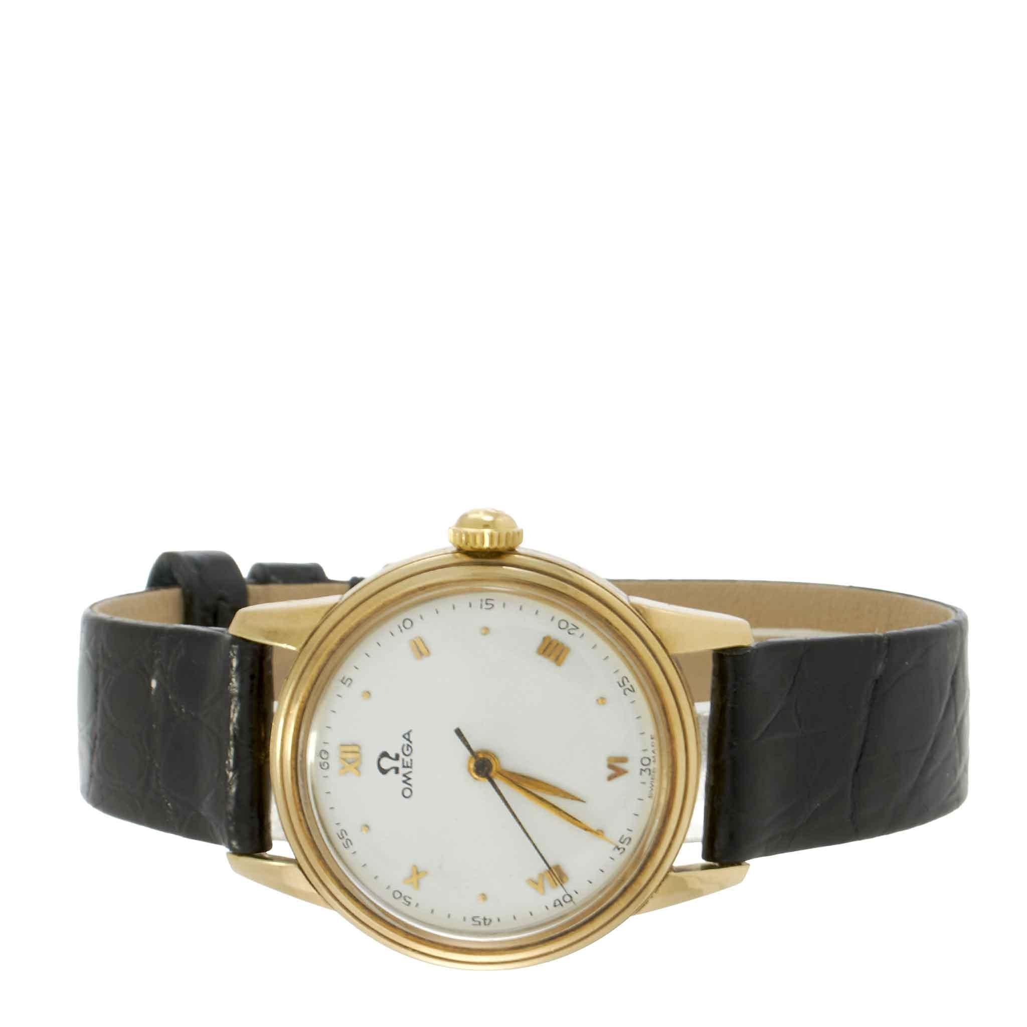 Vintage Circa 1943 Omega 14KT Yellow Gold Dress Watch – Manual Wind