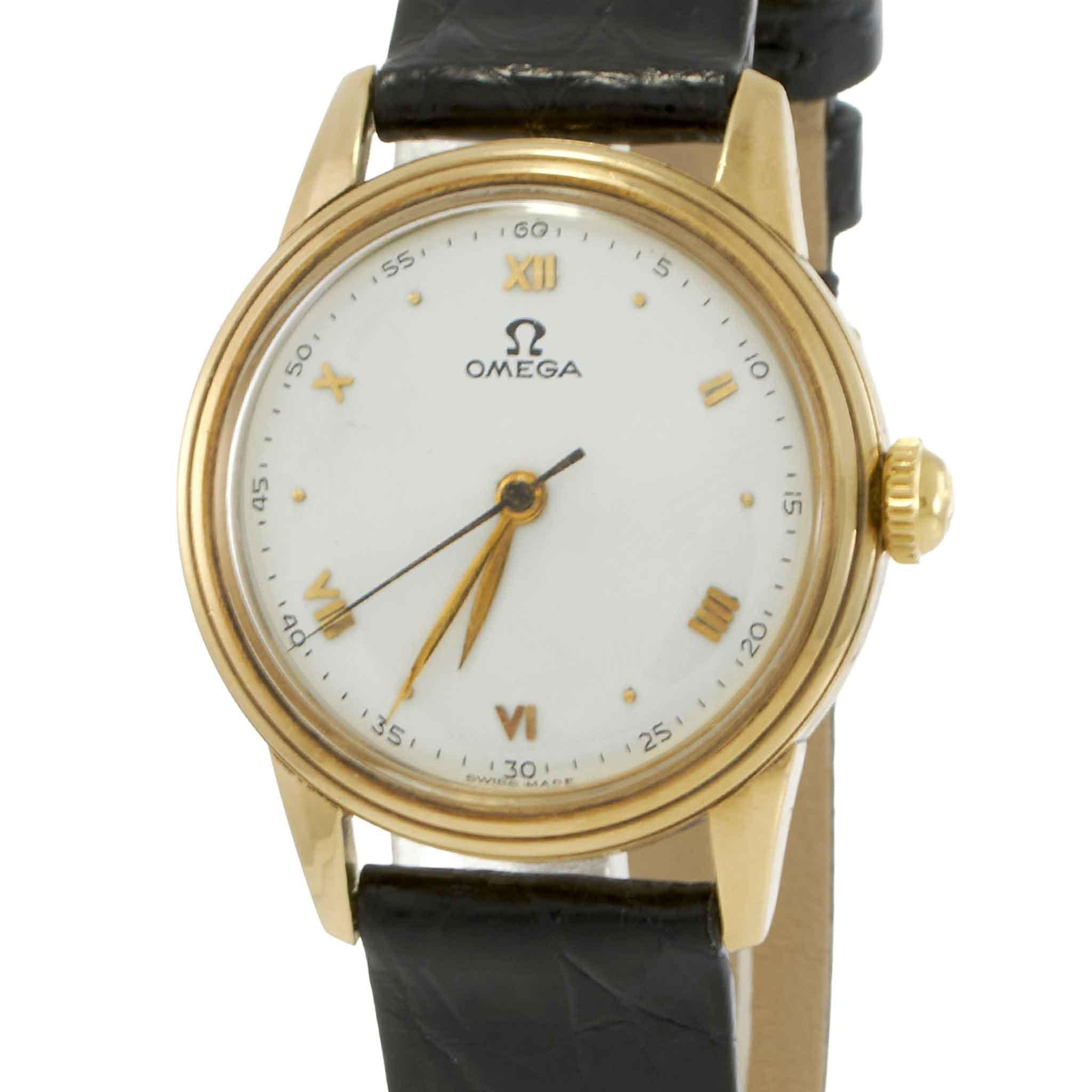 Vintage Circa 1943 Omega 14KT Yellow Gold Dress Watch – Manual Wind