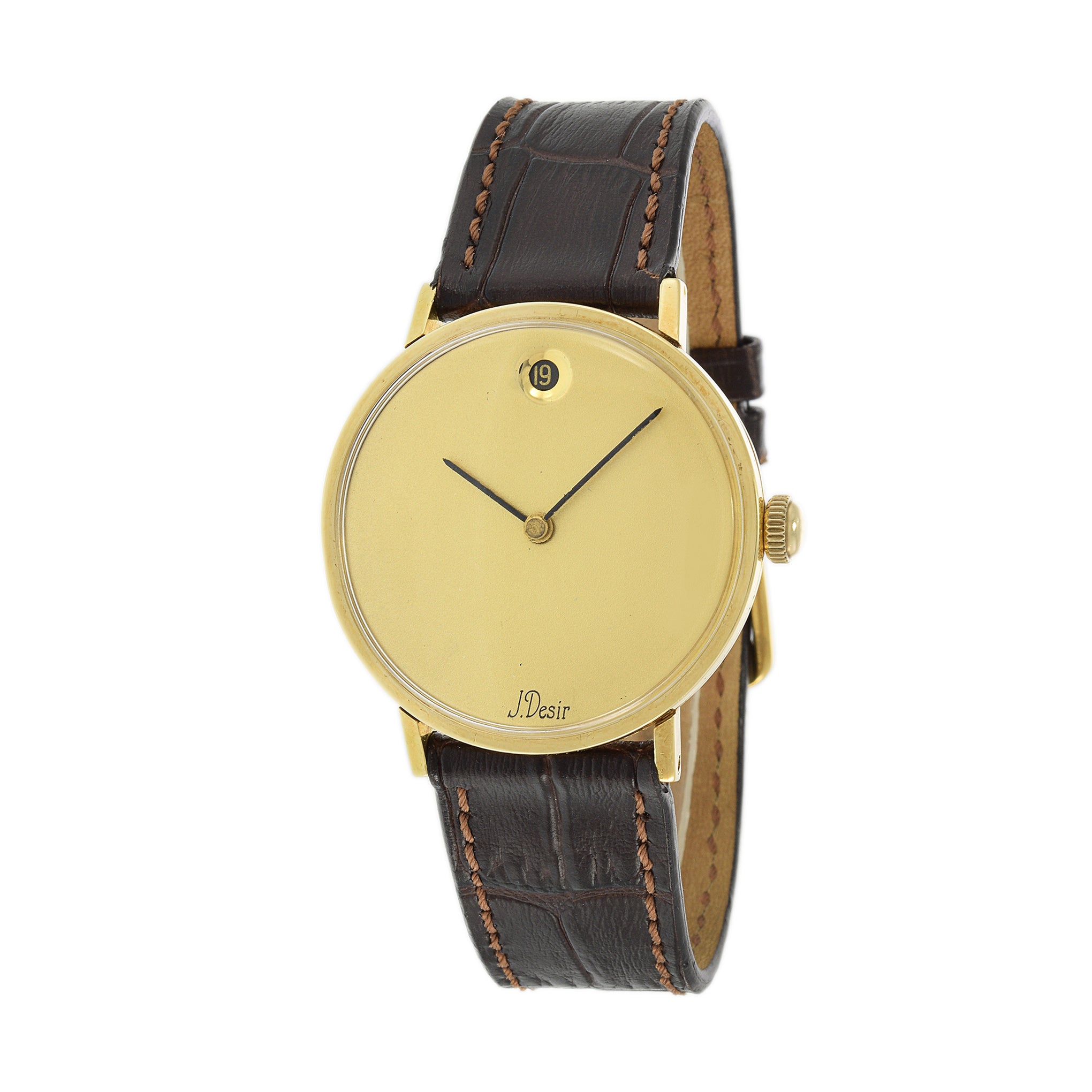 Vintage 1970's J. Desir by Movado 34mm 18KT Yellow Gold Watch