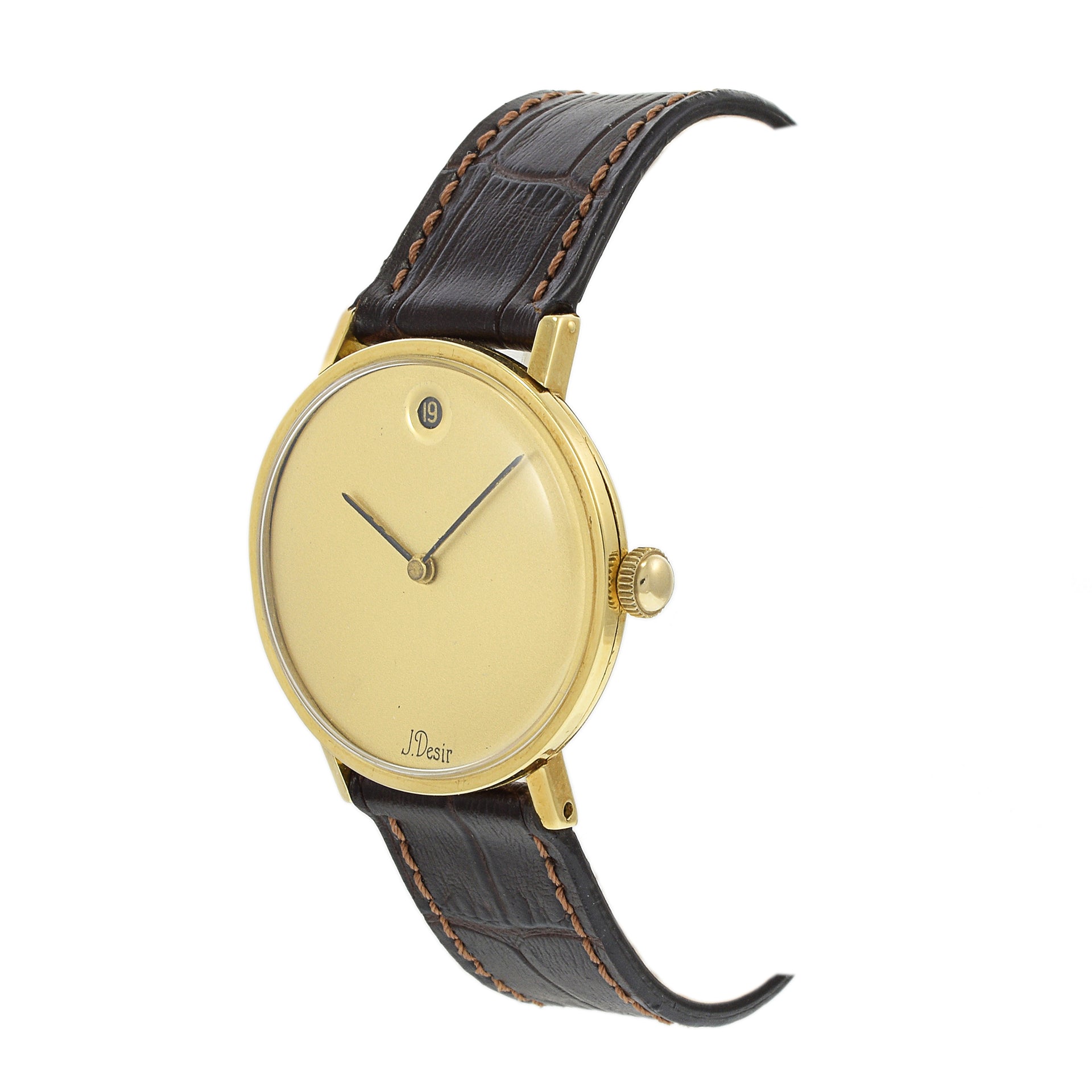 Vintage 1970's J. Desir by Movado 34mm 18KT Yellow Gold Watch