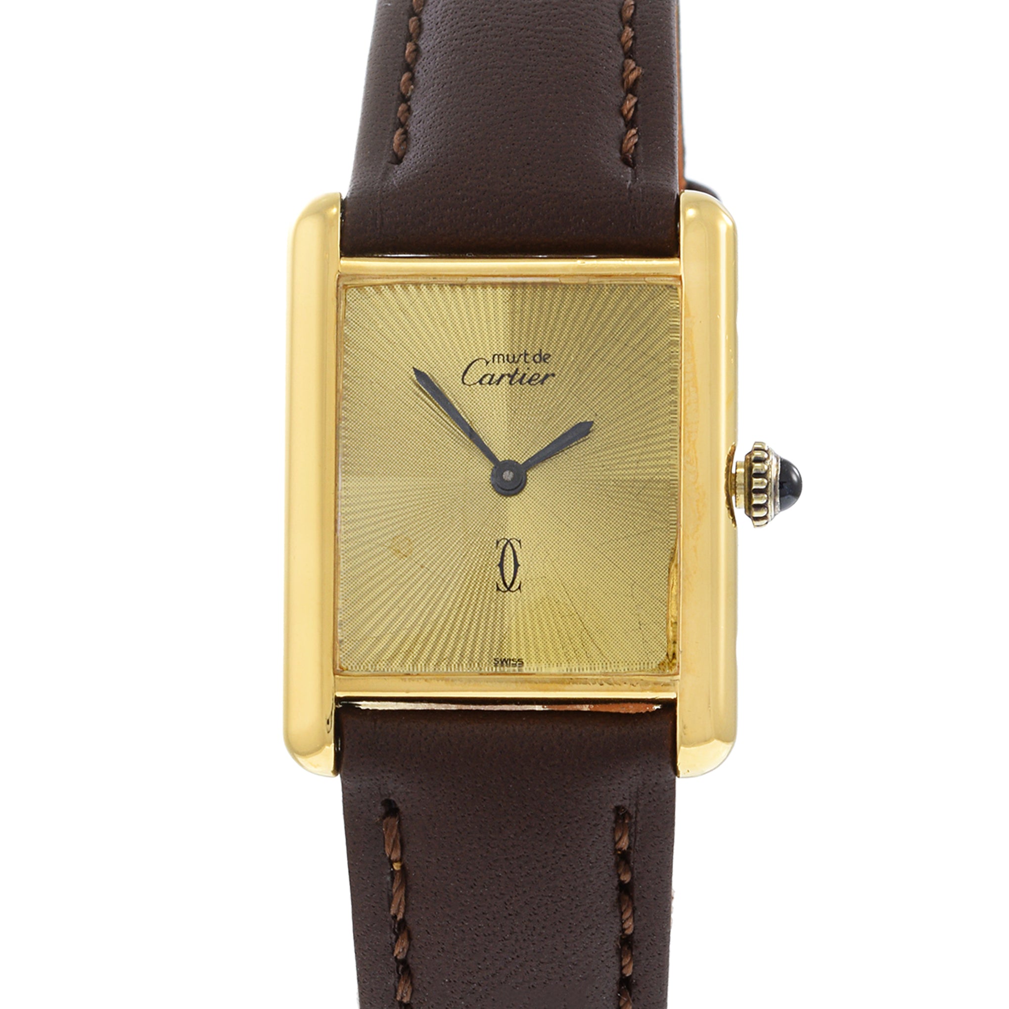 Cartier Must de Cartier Tank Rare Sunburst Gold Dial Manual Wind