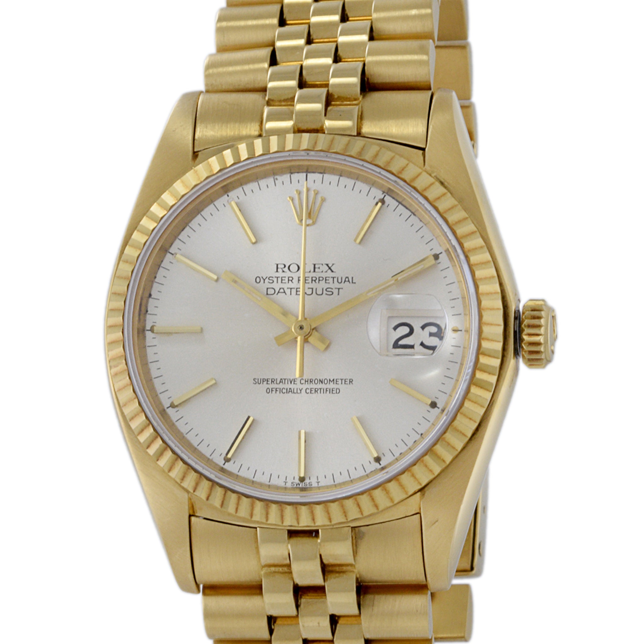 Rolex Datejust Reference 16018 18K Yellow Gold 36mm Quickset 1978 Manufacture