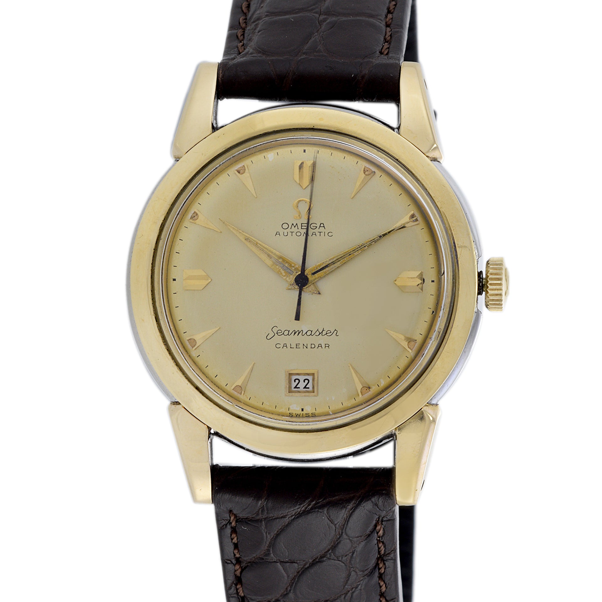 Omega Seamaster Calendar Reference 2627 Bumper Automatic Solid Gold Bezel Gold Top