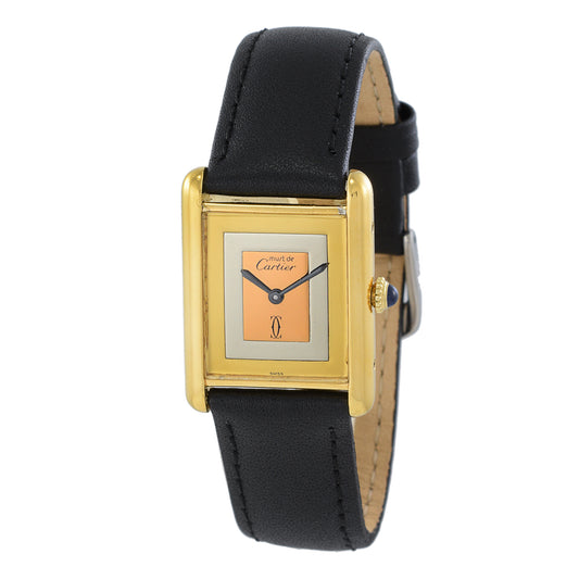 Cartier Must de Cartier Vermeil Tank Watch Manual Wind Tri Color Gold Dial