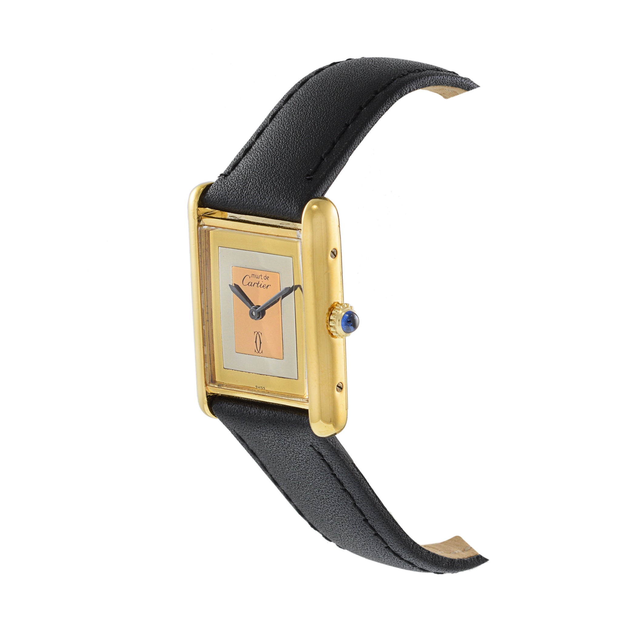 Cartier Must de Cartier Vermeil Tank Watch Manual Wind Tri Color Gold Dial