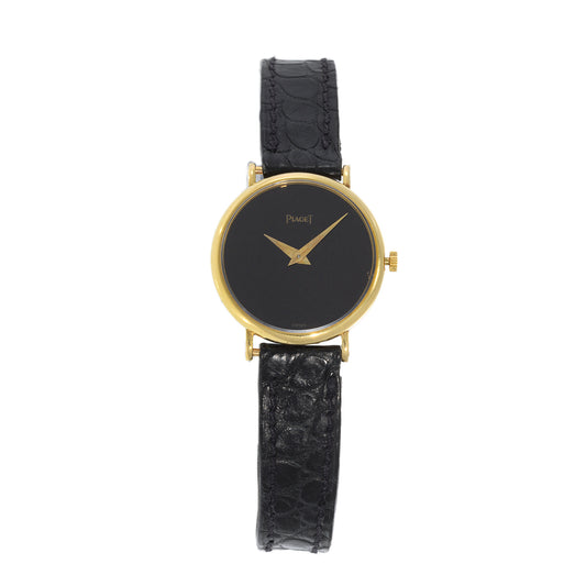 Vintage Piaget 18KT Yellow Gold Onyx Dial Watch