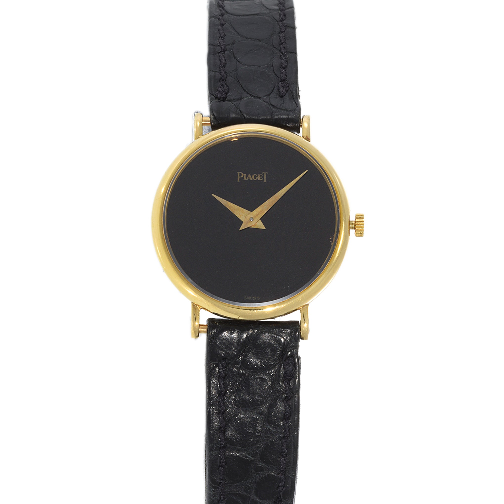 Vintage Piaget 18KT Yellow Gold Onyx Dial Watch