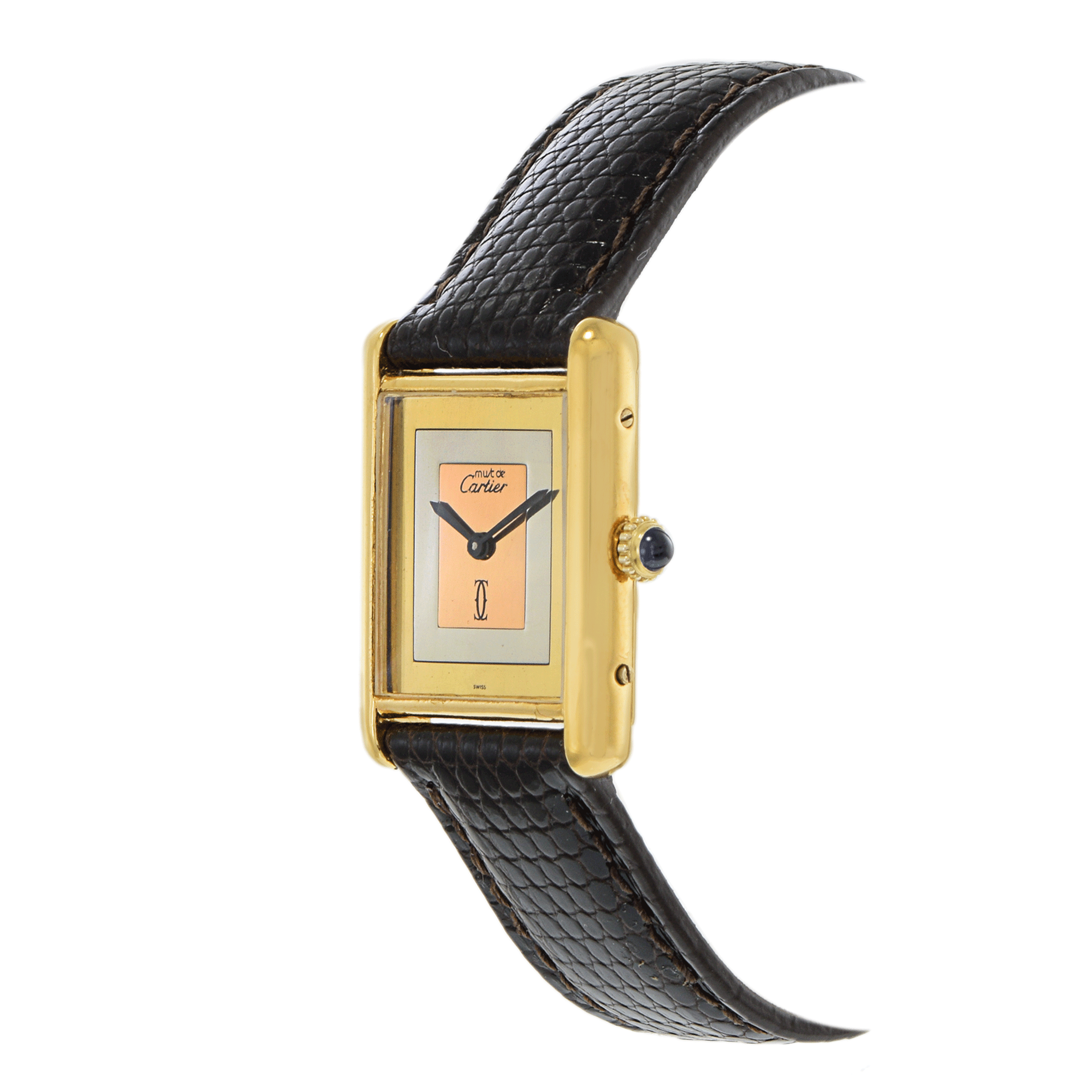 Vintage 1970s Must de Cartier Paris Tri-Color Dial Vermeil Watch