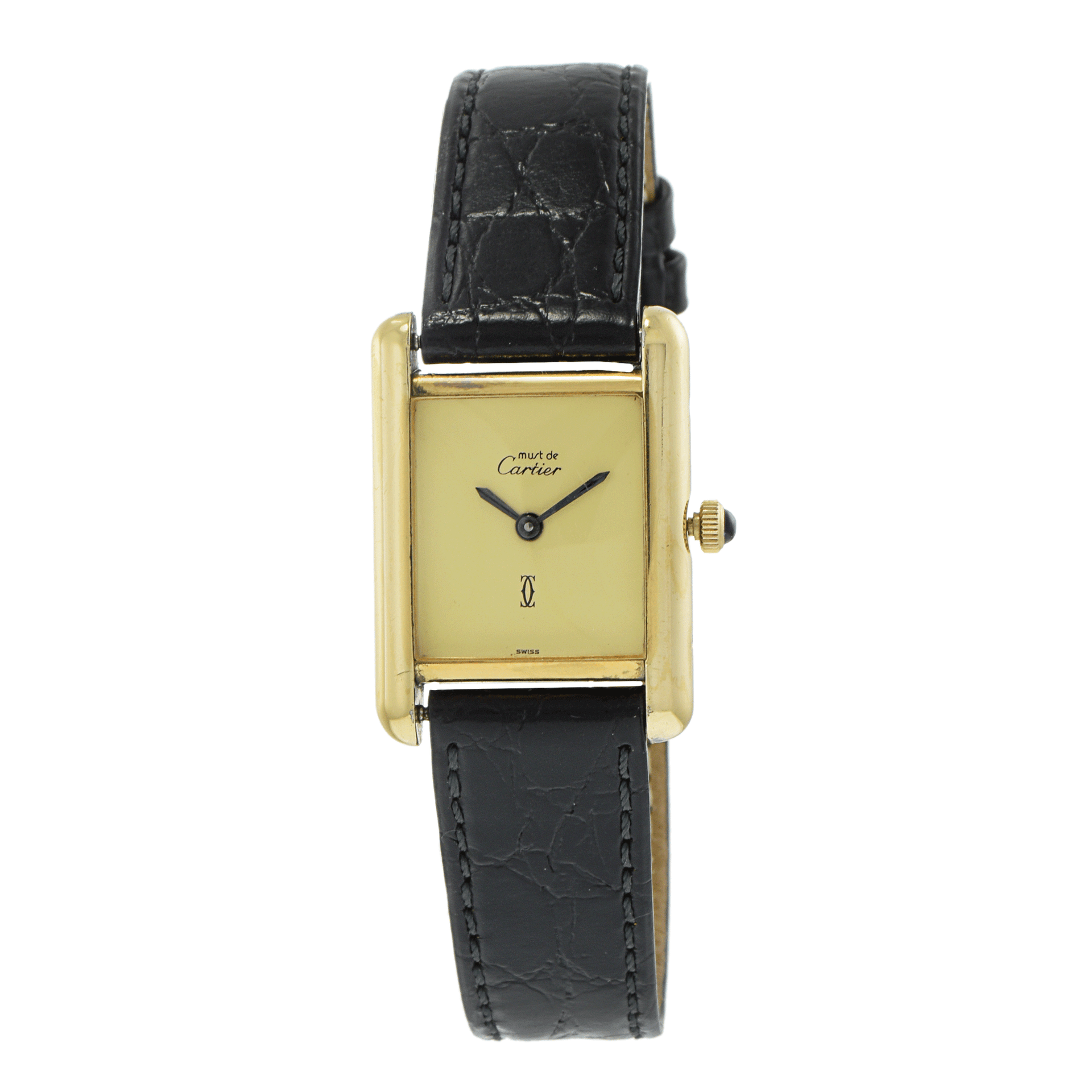 Vintage 1980s Must de Cartier Paris Cream Dial Vermeil Watch