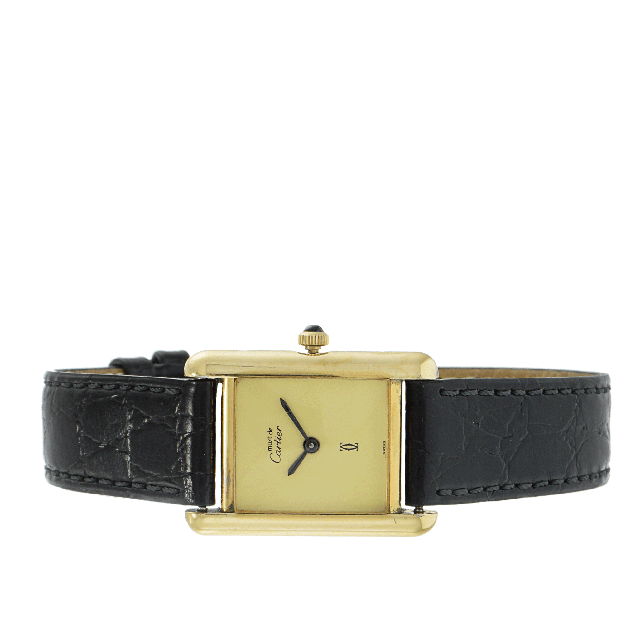 Vintage 1980s Must de Cartier Paris Cream Dial Vermeil Watch