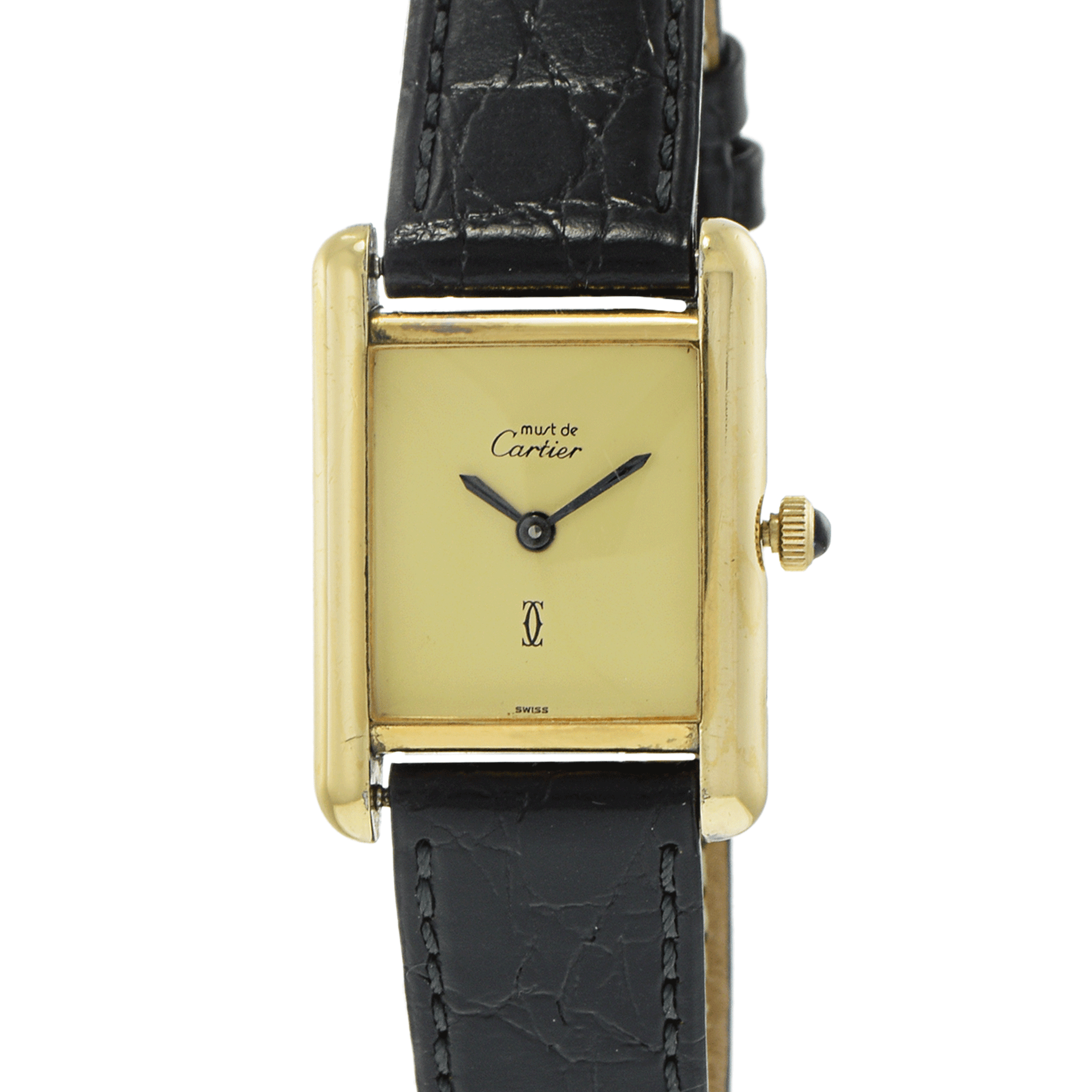 Vintage 1980s Must de Cartier Paris Cream Dial Vermeil Watch