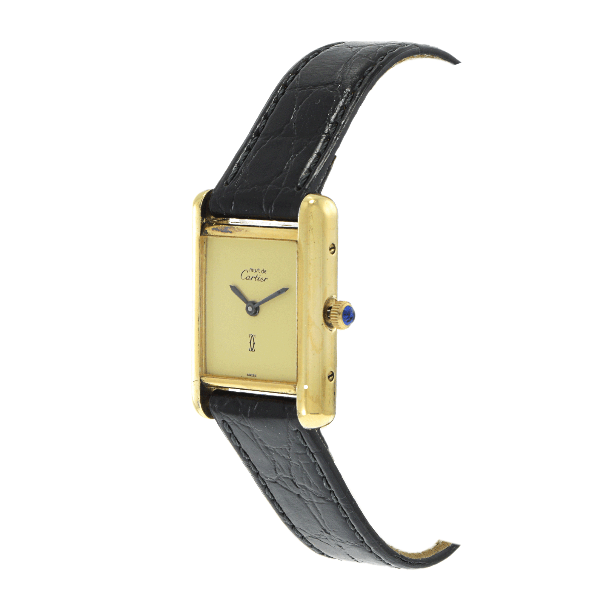 Vintage 1980s Must de Cartier Paris Cream Dial Vermeil Watch