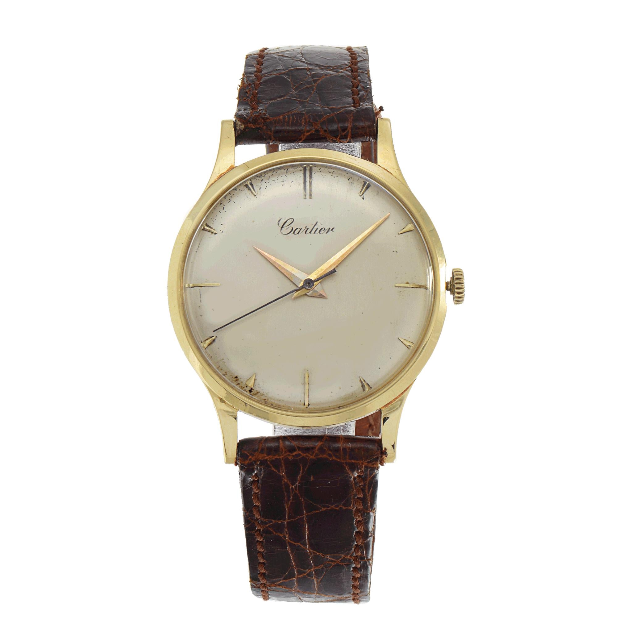 Vintage 1940s Rare Cartier Dress Watch 18K Yellow Gold