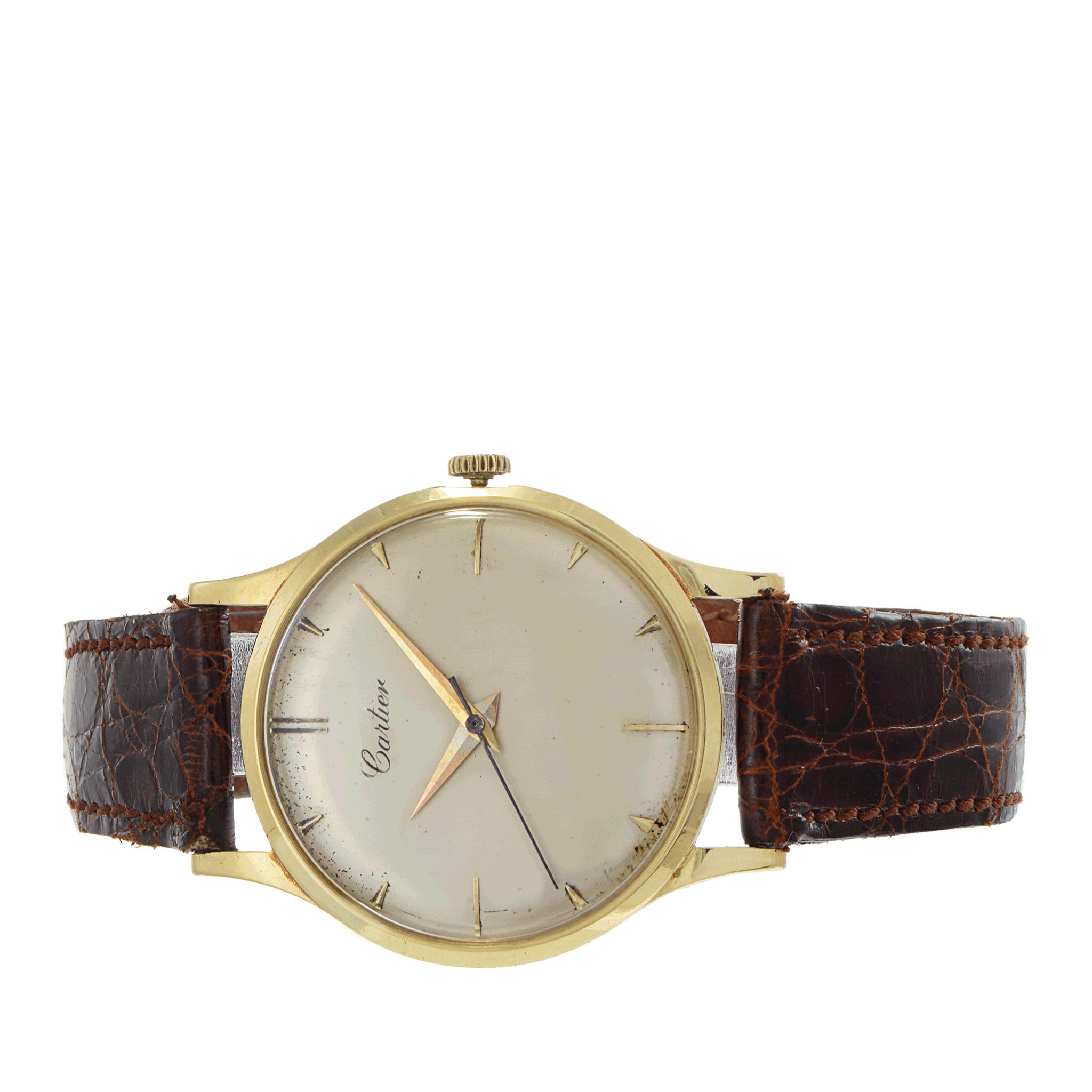 Vintage 1940s Rare Cartier Dress Watch 18K Yellow Gold