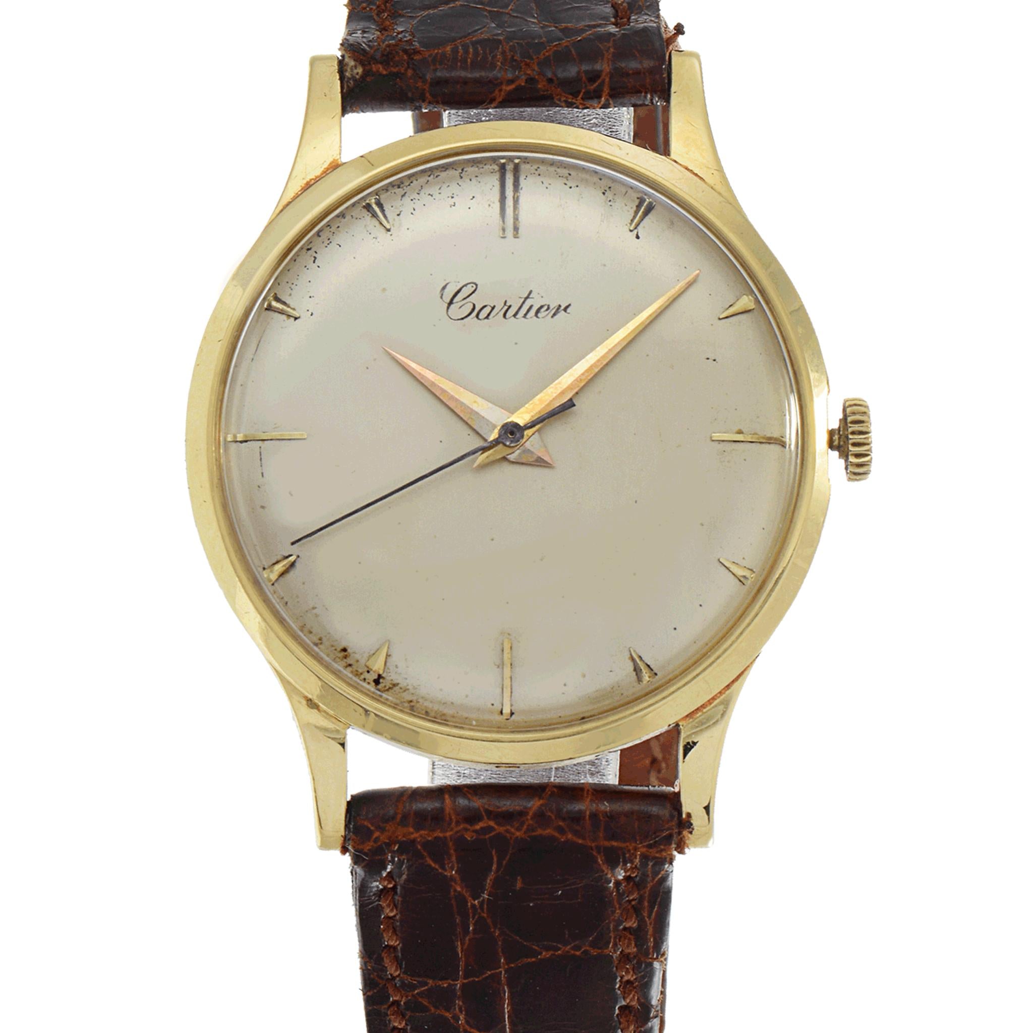 Vintage 1940s Rare Cartier Dress Watch 18K Yellow Gold