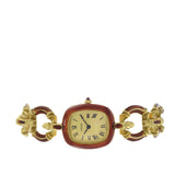 Vintage 1950s A. Barthelay 18K Yellow Gold & Red Enamel Watch