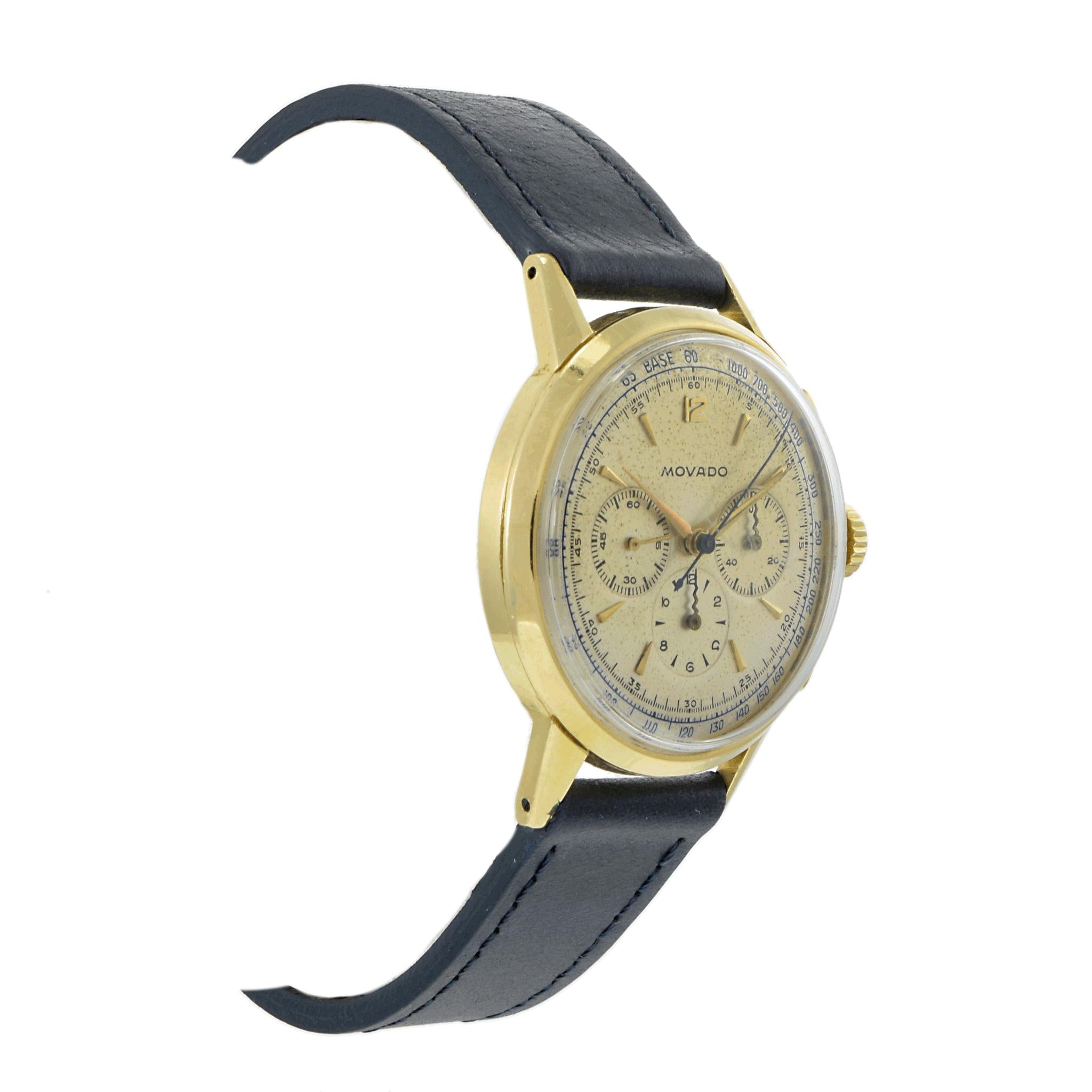 Vintage Late 1950s Movado Chronograph 9036 18K Yellow Gold – Manual Wind