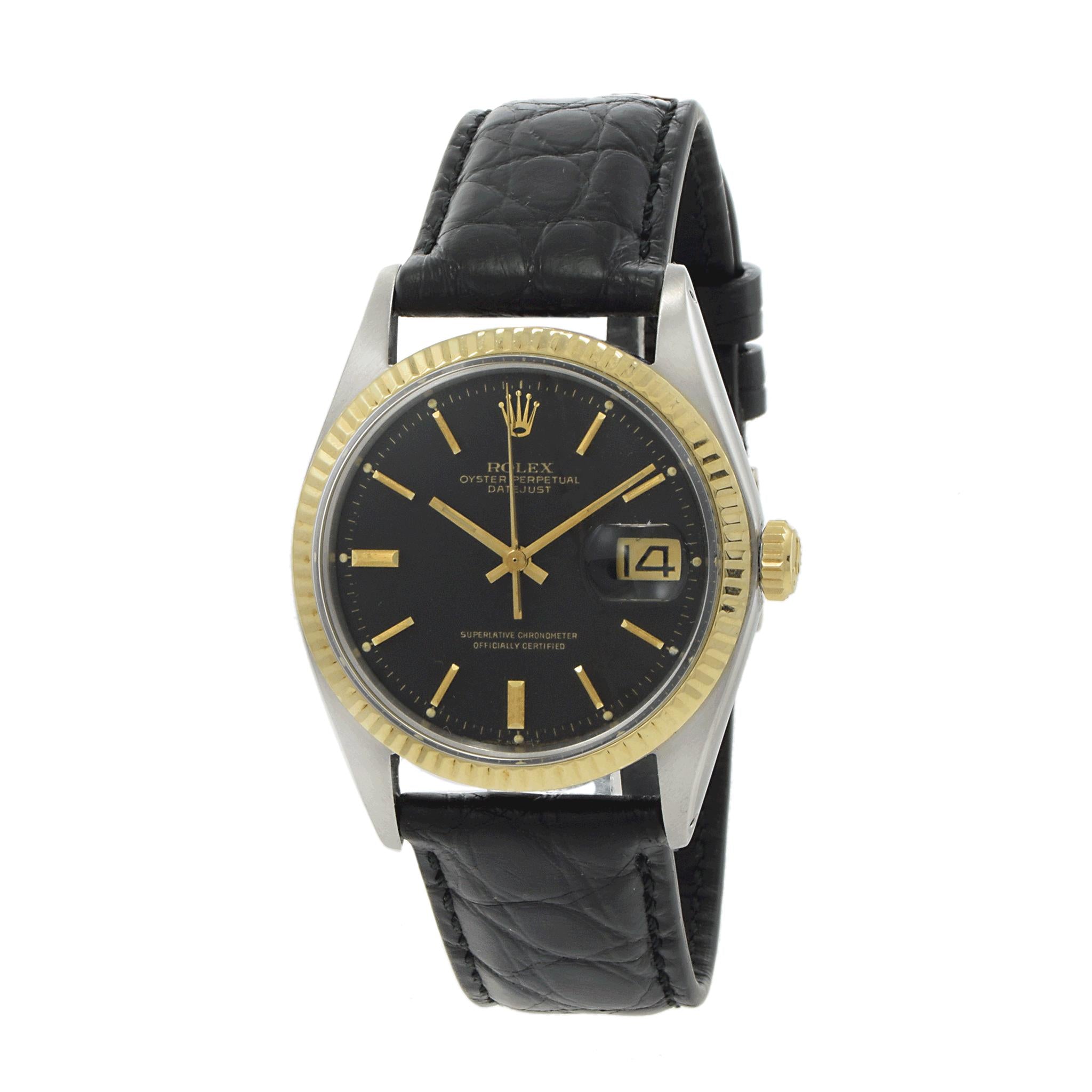 Vintage 1969 Rolex Datejust 1601 Black Dial