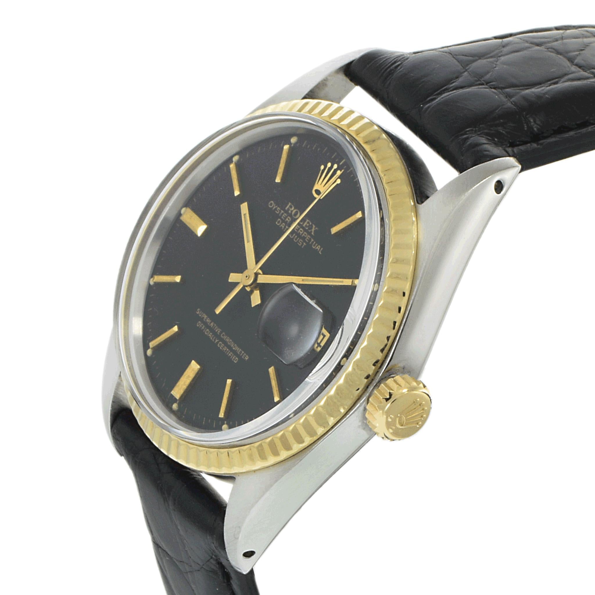 Vintage 1969 Rolex Datejust 1601 Black Dial