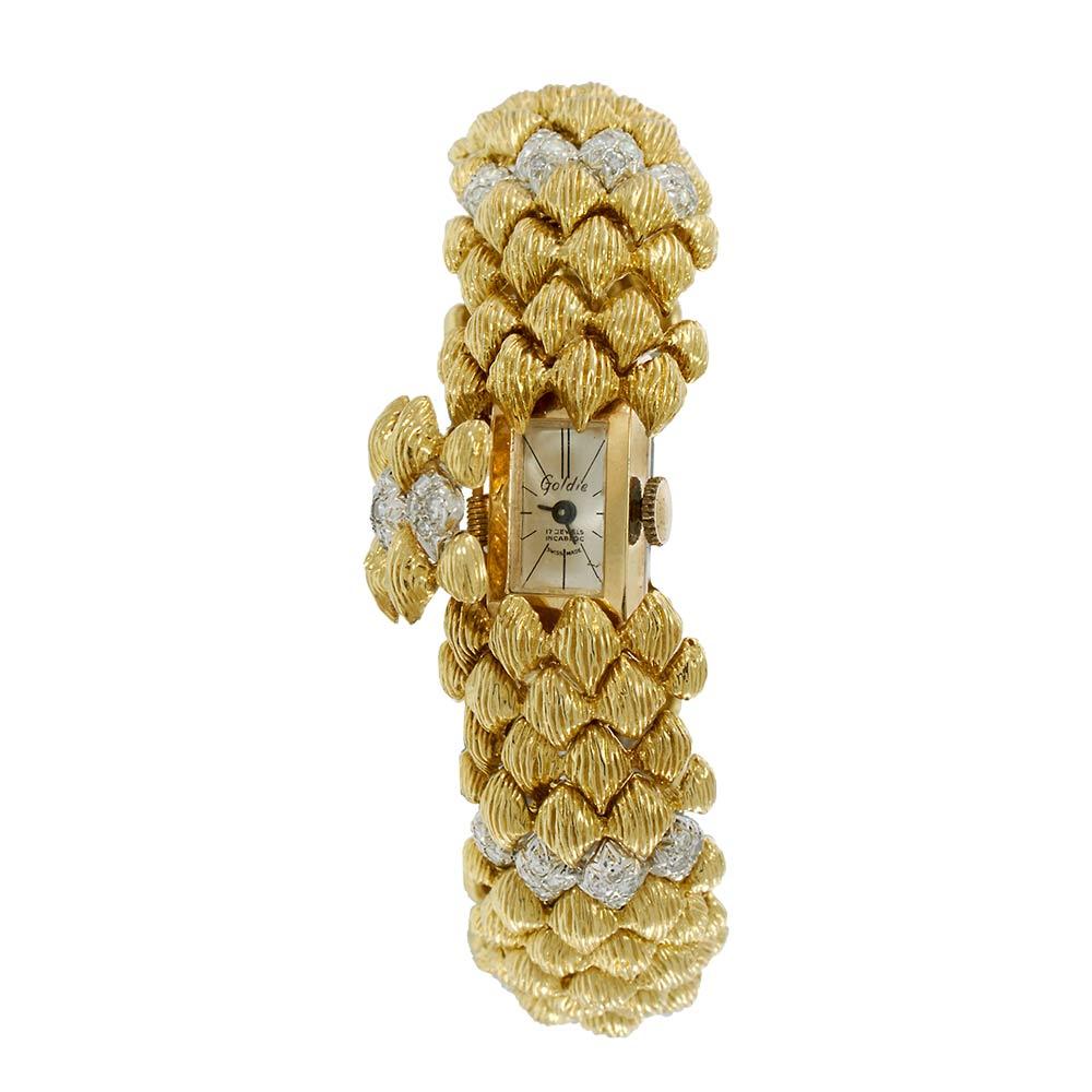 Goldie 18KT Yellow Gold and Diamond Vintage Lady’s Bombe Wristwatch