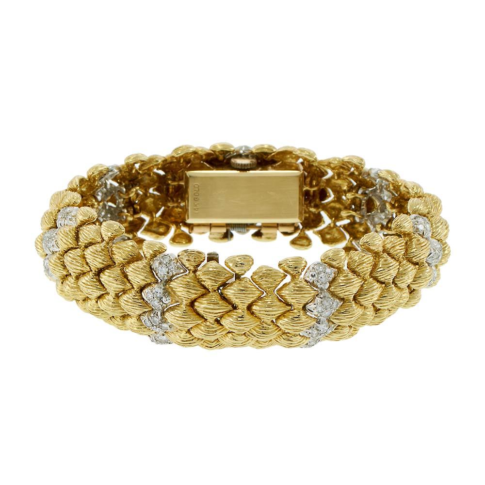 Goldie 18KT Yellow Gold and Diamond Vintage Lady’s Bombe Wristwatch