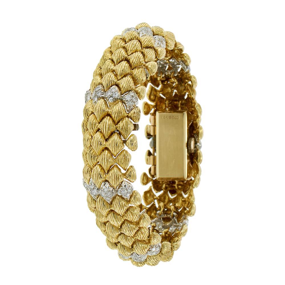 Goldie 18KT Yellow Gold and Diamond Vintage Lady’s Bombe Wristwatch