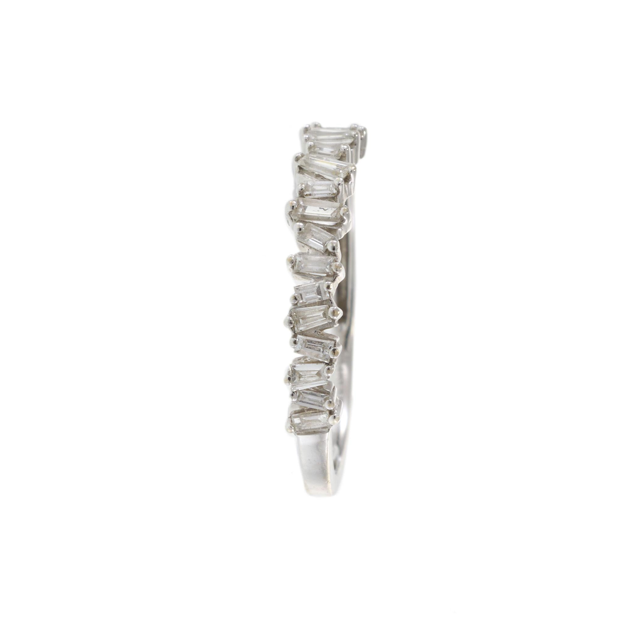 14KT White Gold Baguette Diamond Band Ring 0.50CT