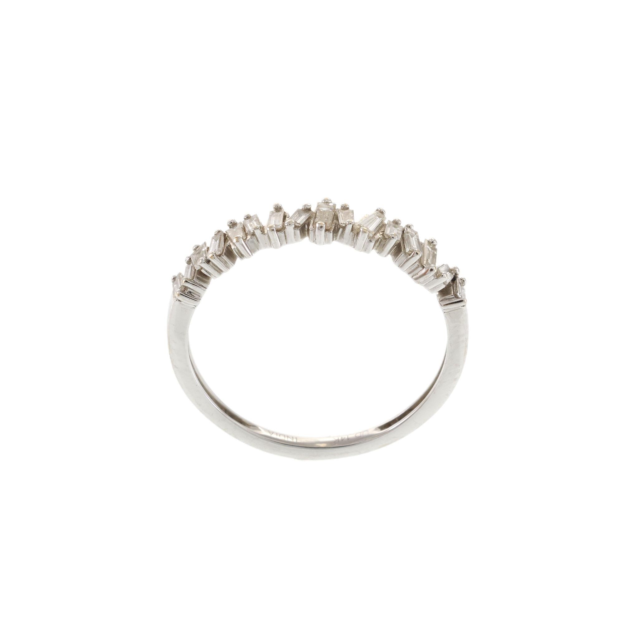 14KT White Gold Baguette Diamond Band Ring 0.50CT