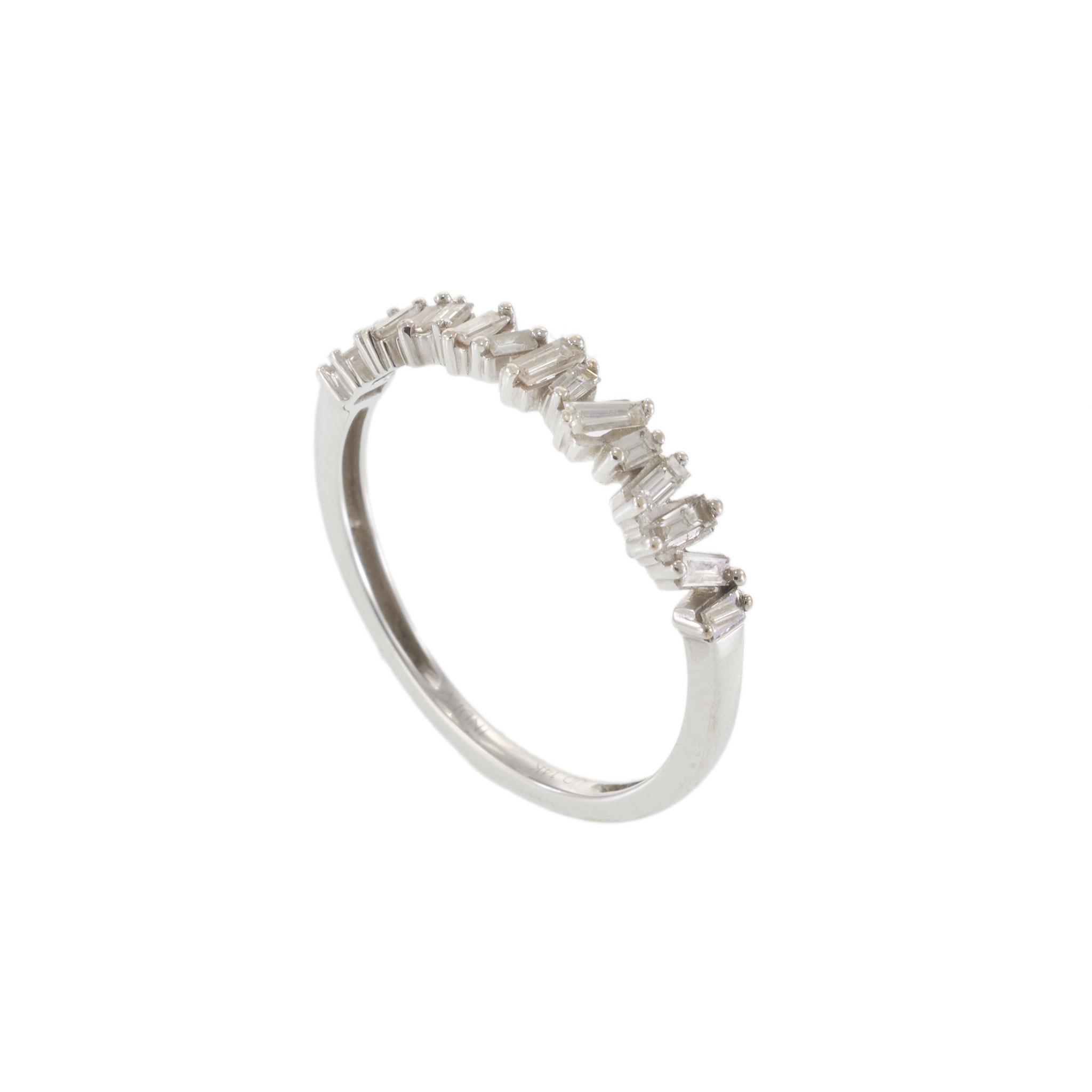 14KT White Gold Baguette Diamond Band Ring 0.50CT