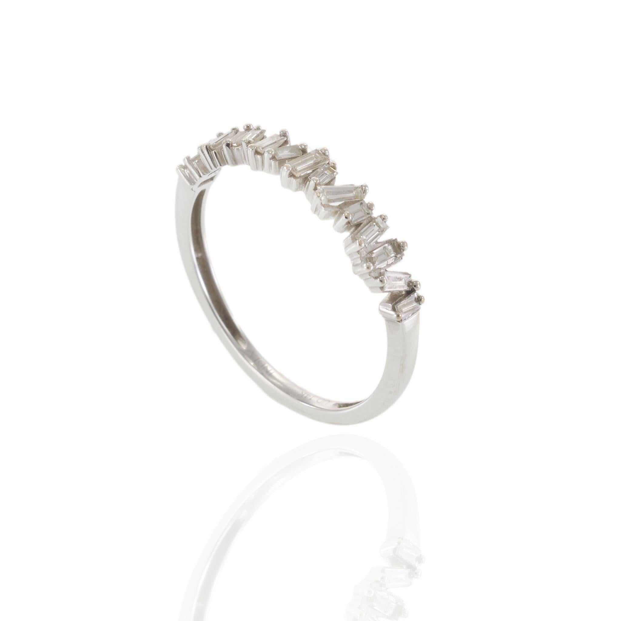 14KT White Gold Baguette Diamond Band Ring 0.50CT