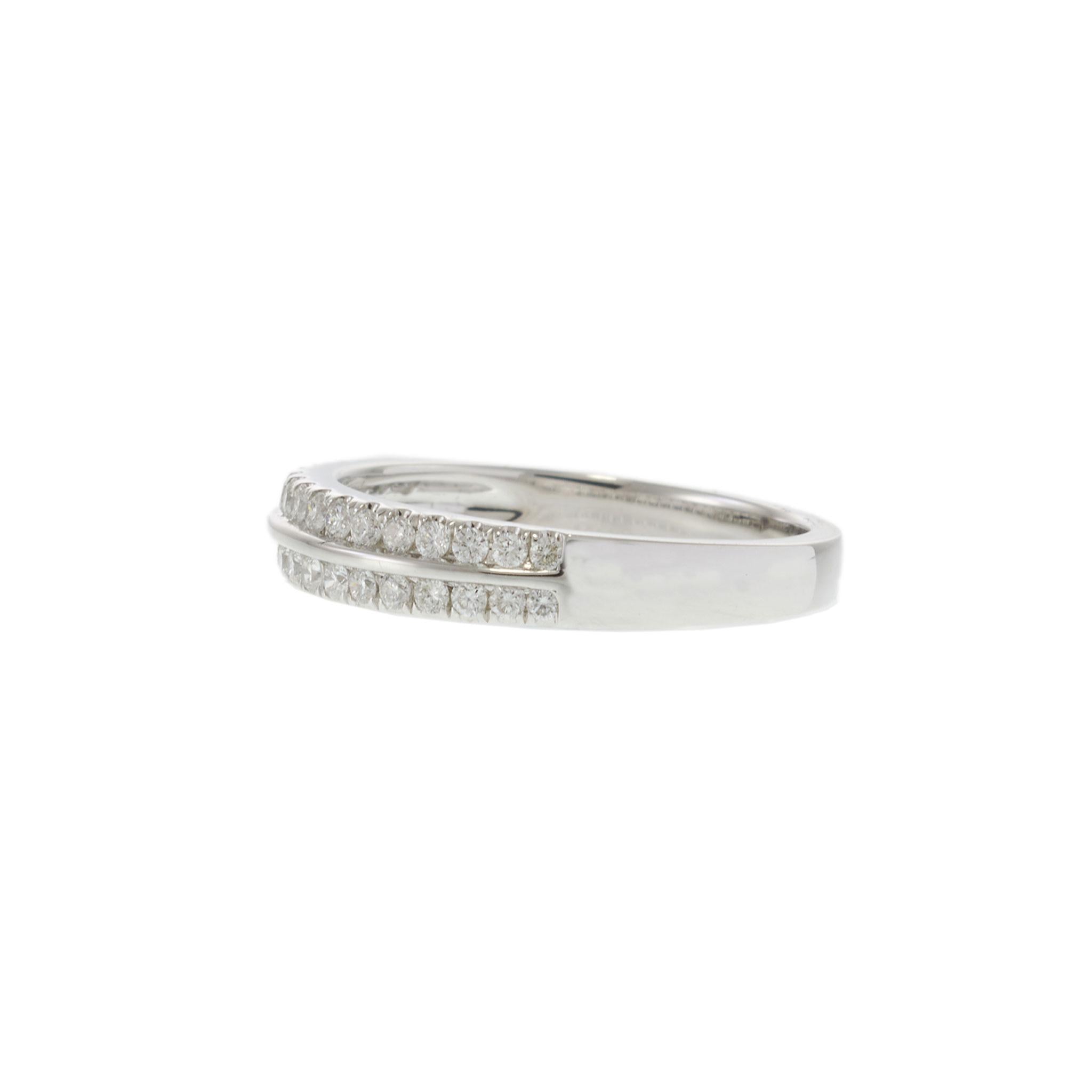 18KT White Gold Two Row Diamond Wedding Band