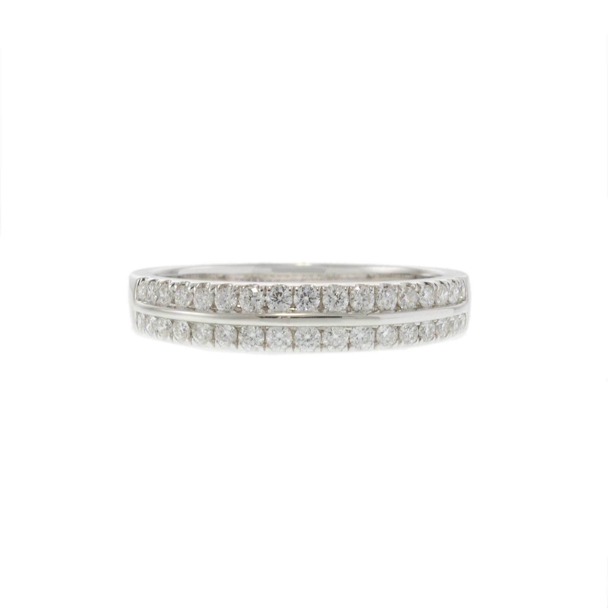 18KT White Gold Two Row Diamond Wedding Band
