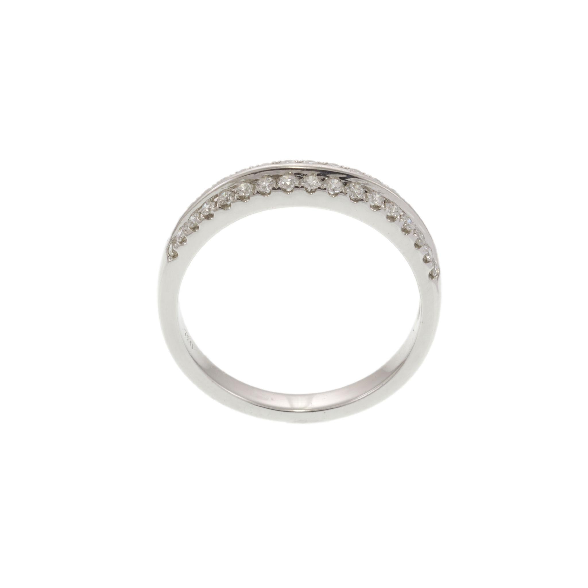 18KT White Gold Two Row Diamond Wedding Band