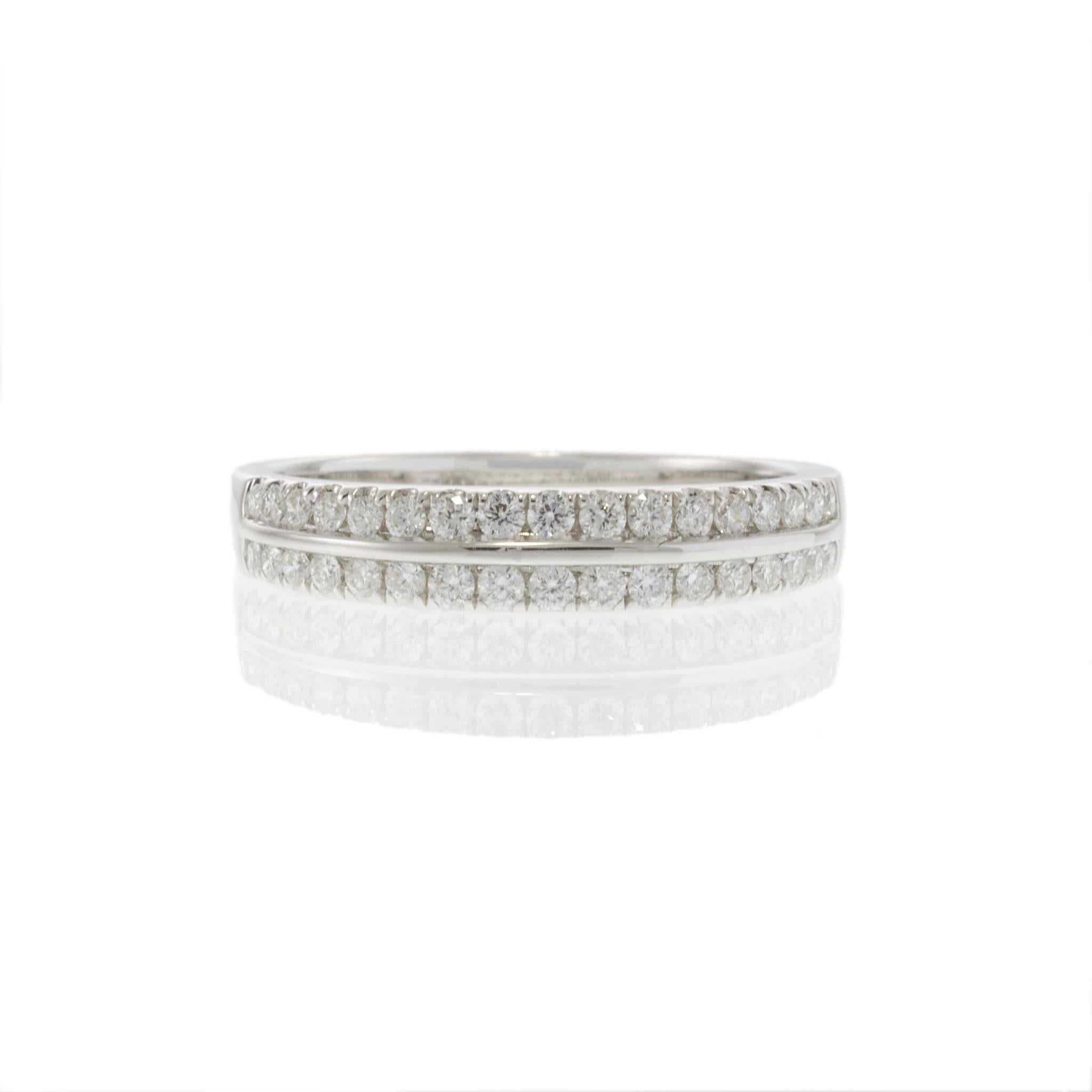 18KT White Gold Two Row Diamond Wedding Band