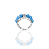 18KT White Gold Oval Turquoise And Diamond Ring